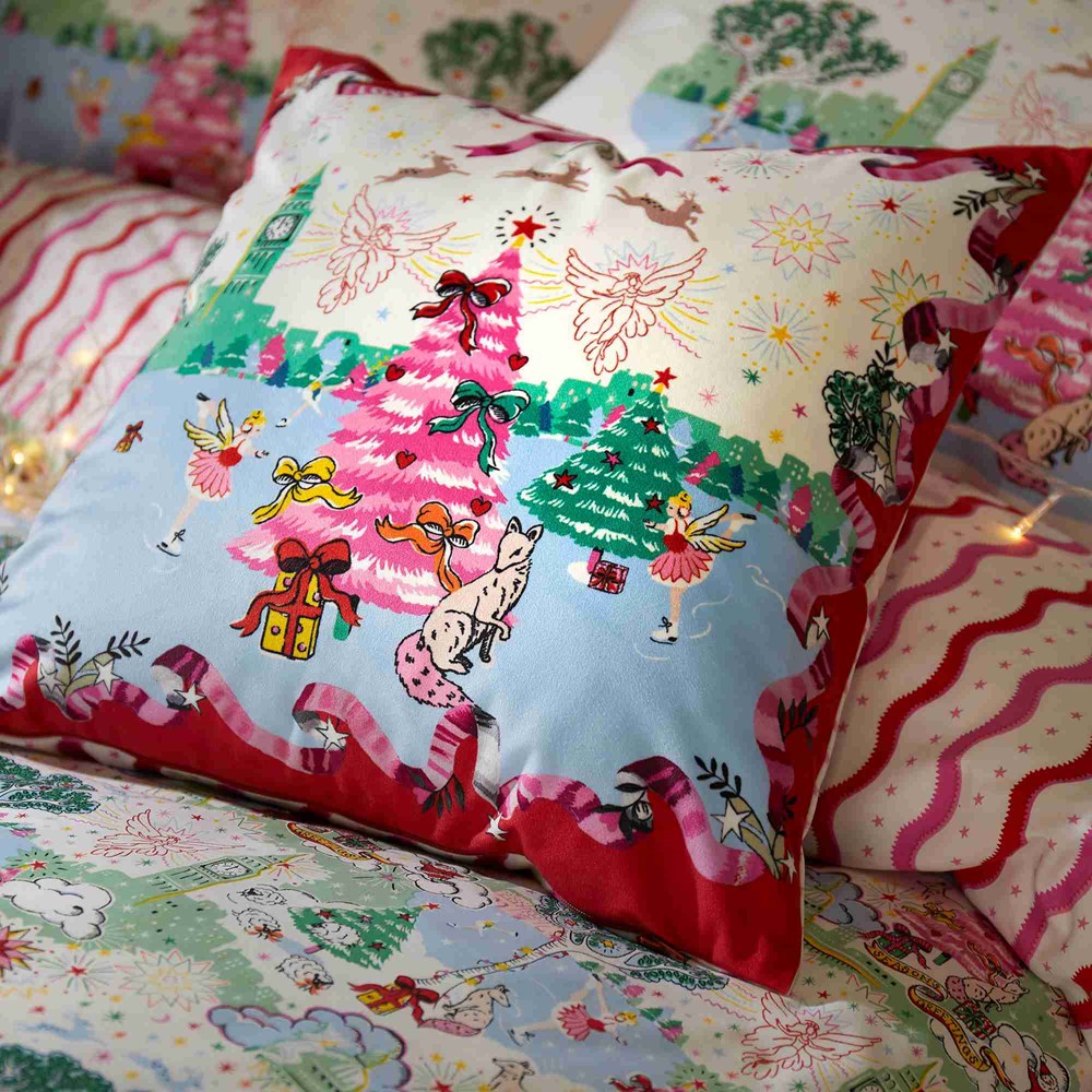 A Christmas Sky Cotton Cushion by Cath Kidston in Multi